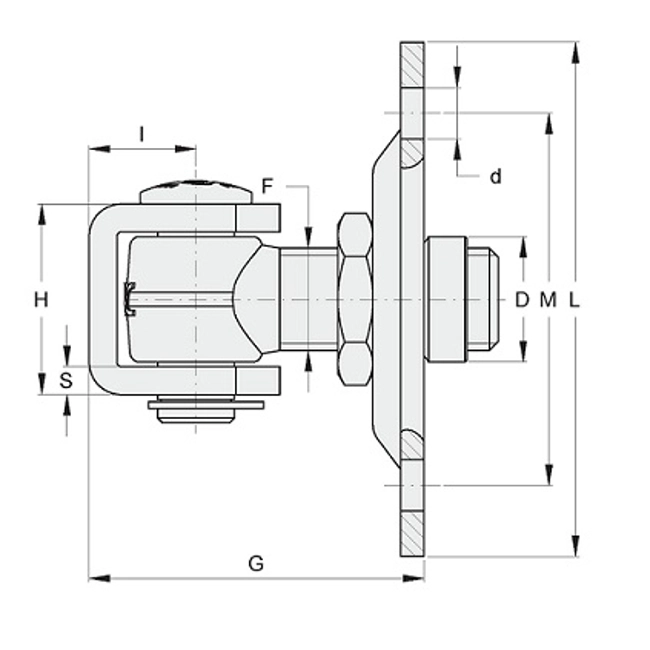 Vendita online Cardine M22 con piastra a 4 fori art.231B.22C
